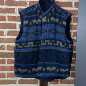 St. John's Bay Blue and Tan Patterned Vest